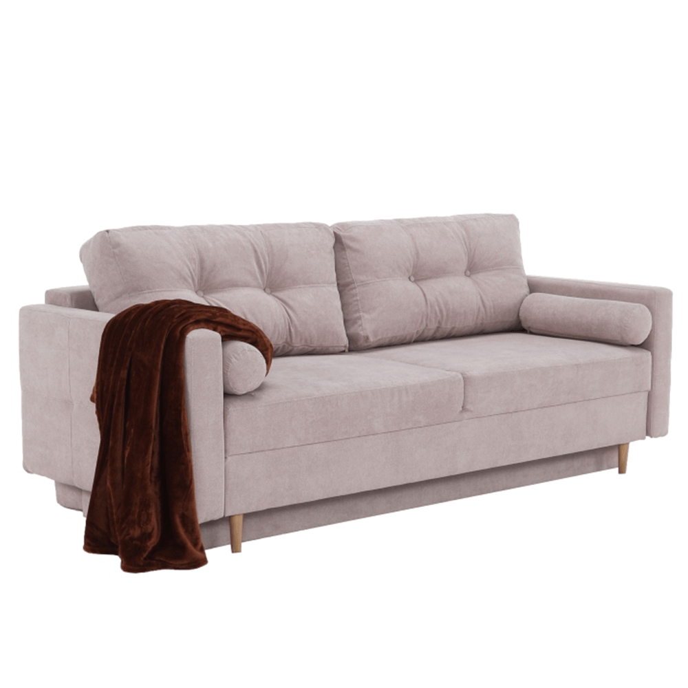 Canapea extensibilă AMALFI, roz antic, textil Queens, 216x100x93 cm Kondela