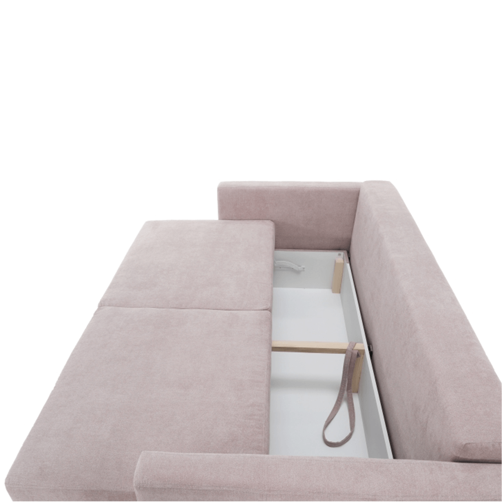 Canapea extensibilă AMALFI, roz antic, textil Queens, 216x100x93 cm Kondela