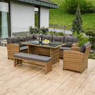 Set Grădină Ratan Sintetic SAGIR 4 Piese | Colțar + Fotoliu + Bancă + Masă Sticlă | Kondela