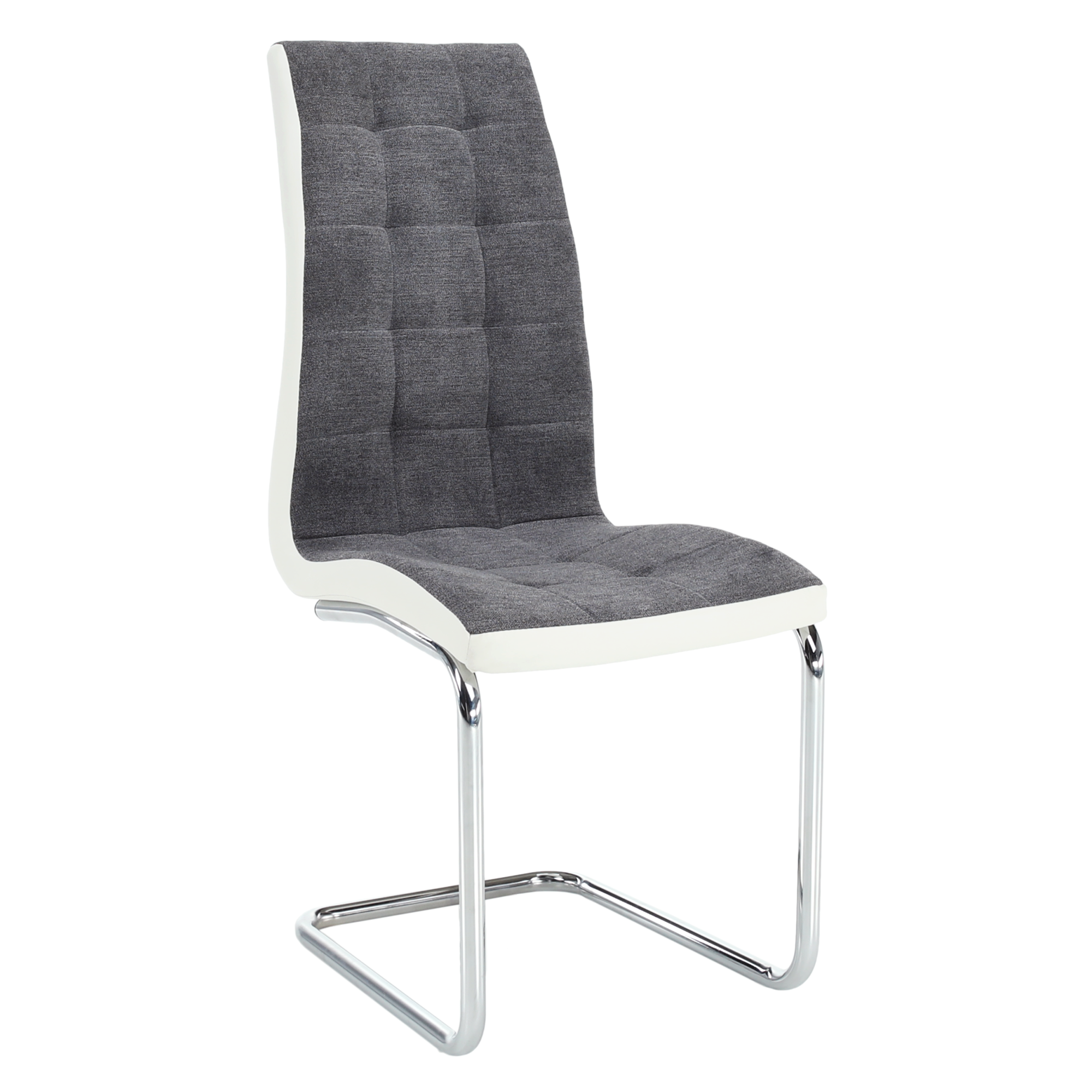 Scaun bucătărie ILHAVO, material textil gri închis/piele ecologică albă/crom, 42x56.5x105 cm Kondela