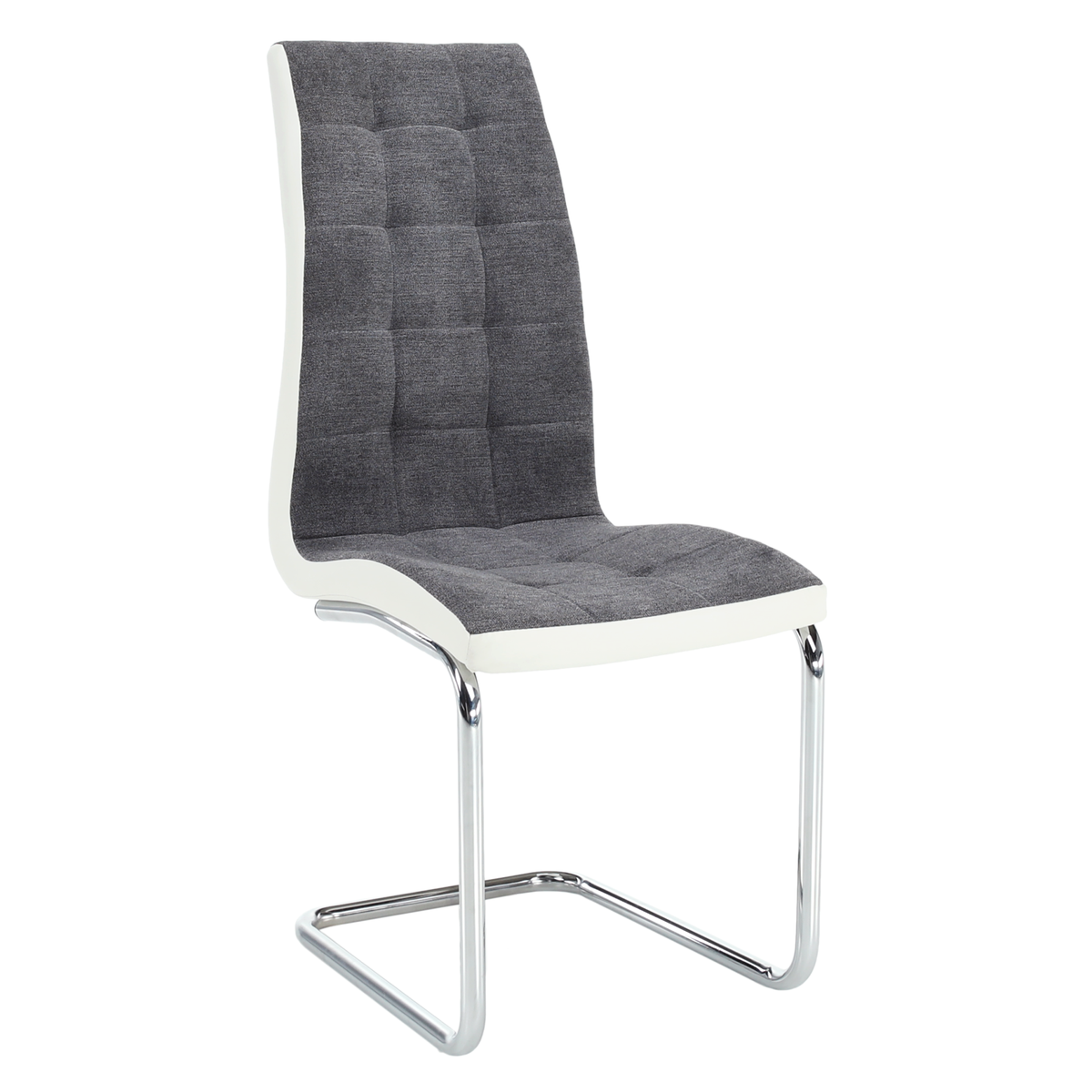 Scaun bucătărie ILHAVO, material textil gri închis/piele ecologică albă/crom, 42x56.5x105 cm Kondela