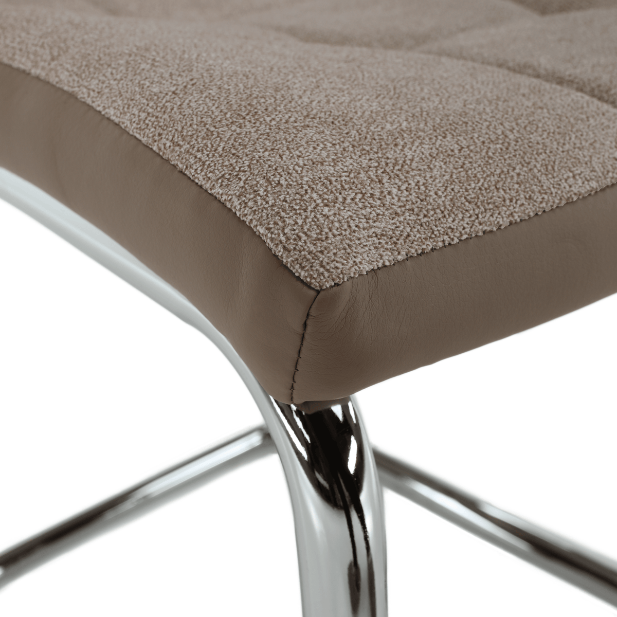 Scaun dining ILHAVO, bej/crom, textil/piele eco/crom, 42x56.5x105 cm Kondela
