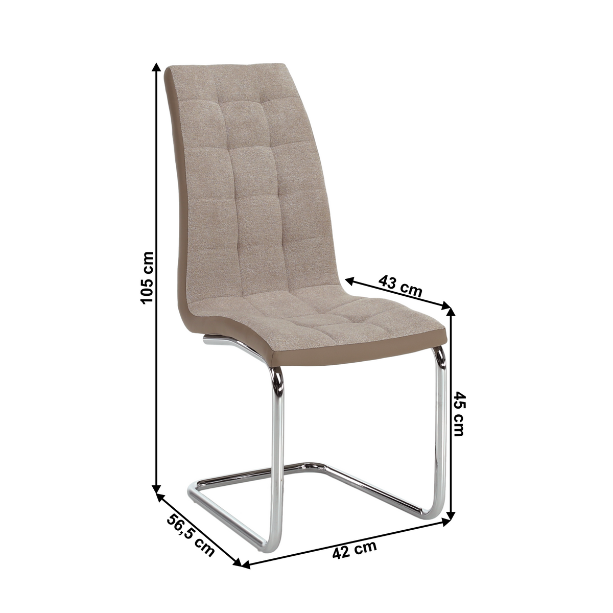 Scaun dining ILHAVO, bej/crom, textil/piele eco/crom, 42x56.5x105 cm Kondela