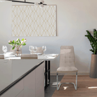 Scaun dining ILHAVO, bej/crom, textil/piele eco/crom, 42x56.5x105 cm Kondela