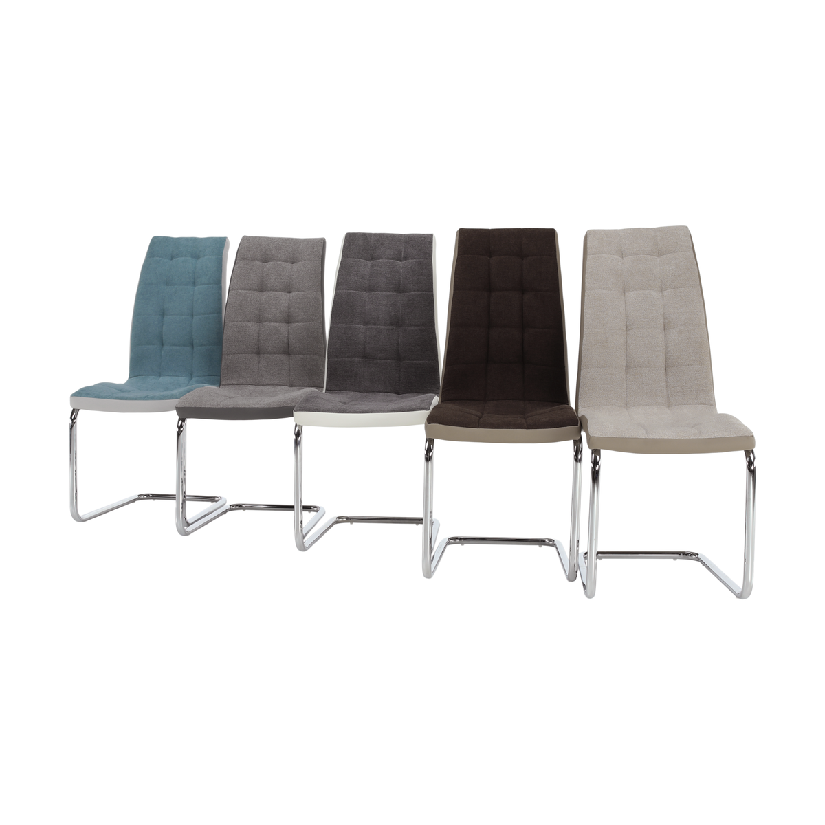 Scaun bucătărie ILHAVO, material textil gri închis/piele ecologică albă/crom, 42x56.5x105 cm Kondela