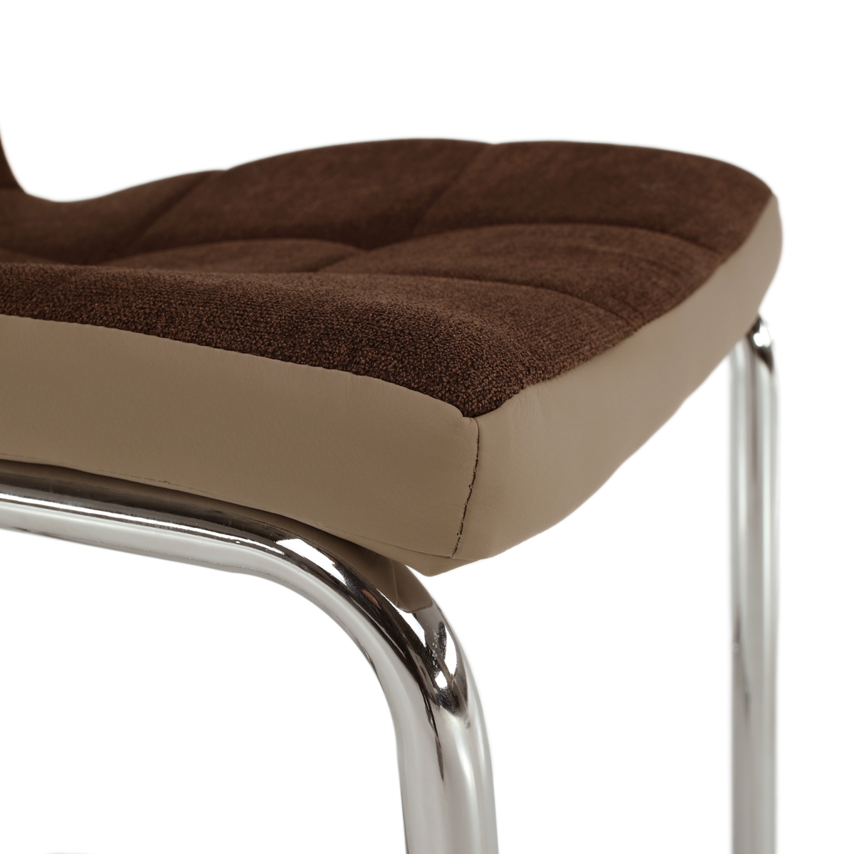 Scaun bucătărie ILHAVO, material textil maro/piele ecologică bej/crom, 42x56.5x105 cm Kondela