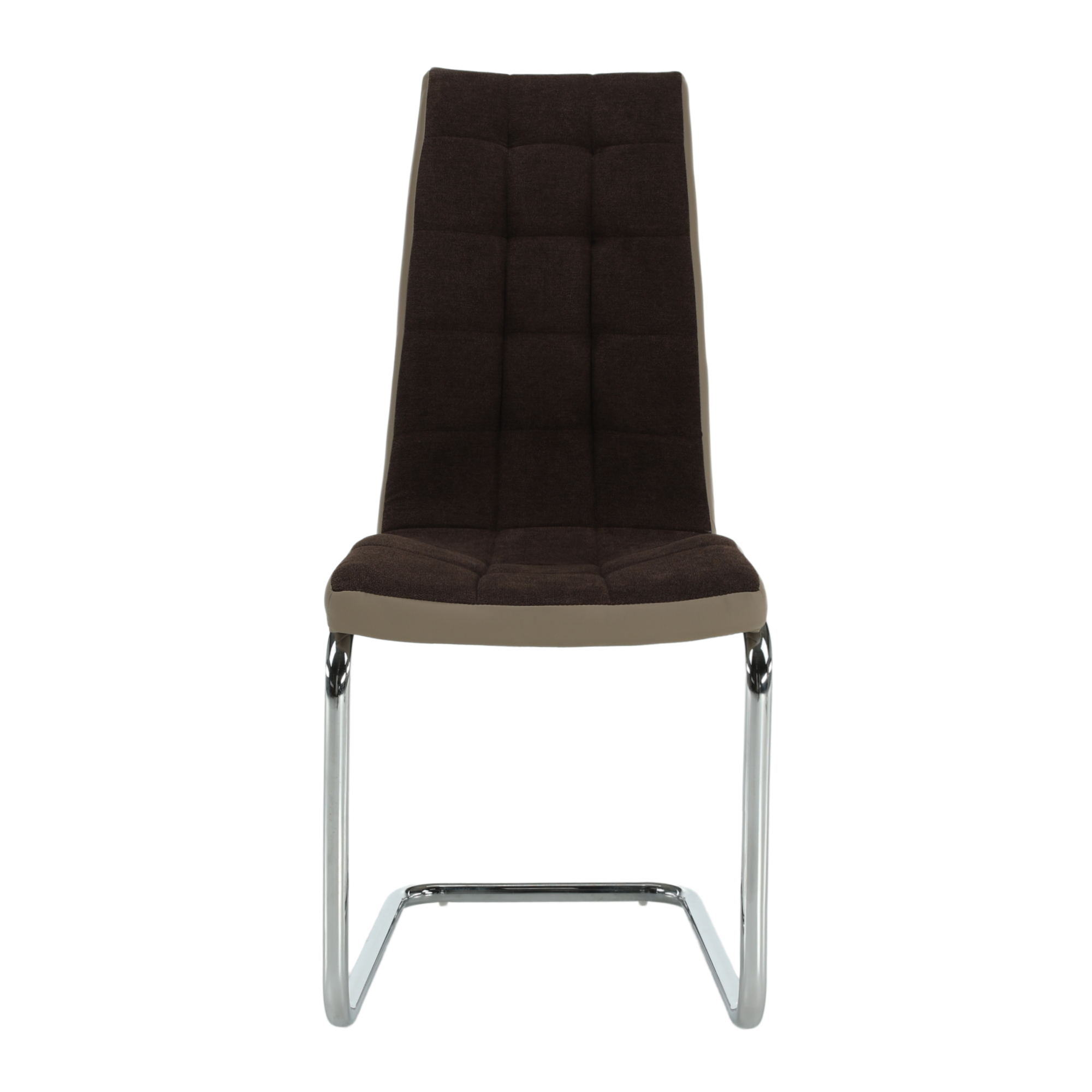 Scaun bucătărie ILHAVO, material textil maro/piele ecologică bej/crom, 42x56.5x105 cm Kondela