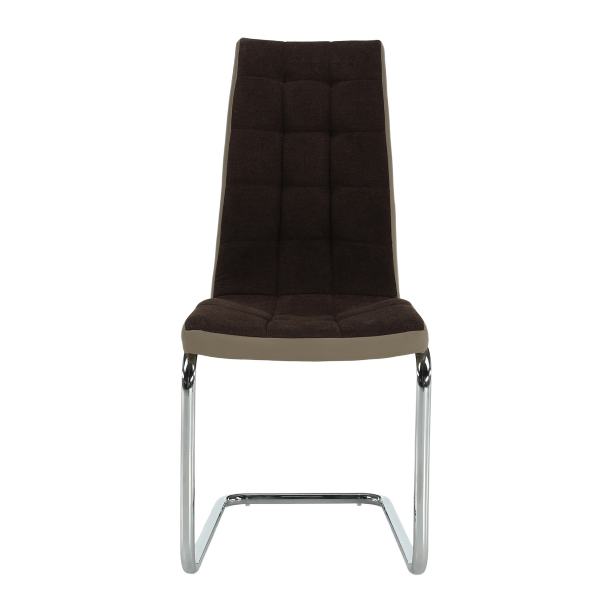 Scaun bucătărie ILHAVO, material textil maro/piele ecologică bej/crom, 42x56.5x105 cm Kondela
