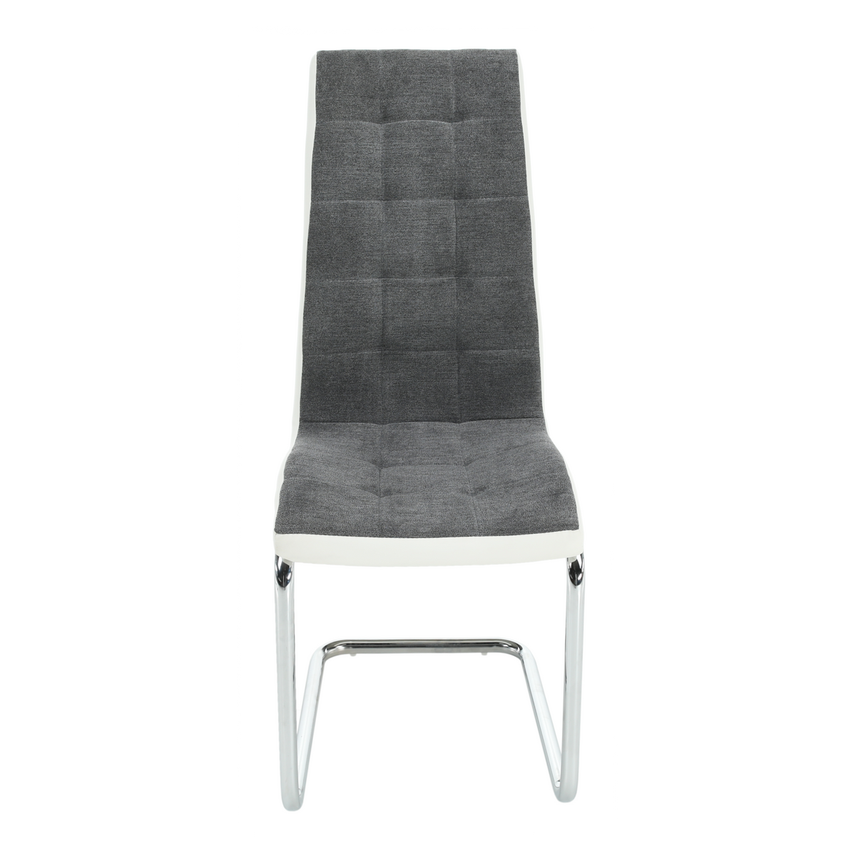 Scaun bucătărie ILHAVO, material textil gri închis/piele ecologică albă/crom, 42x56.5x105 cm Kondela