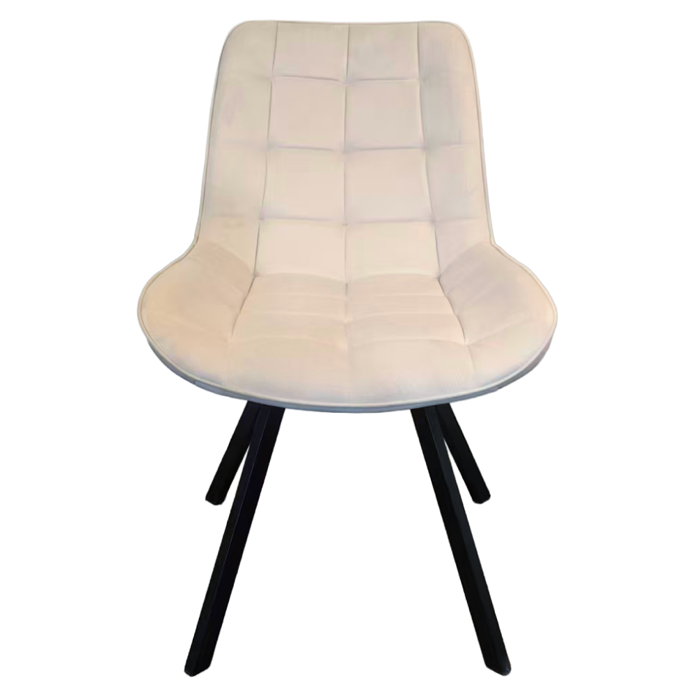 Scaun de sufragerie ALASSIO, țesătură Velvet bej/negru, țesătură Velvet/metal, 55x61x87 cm Kondela
