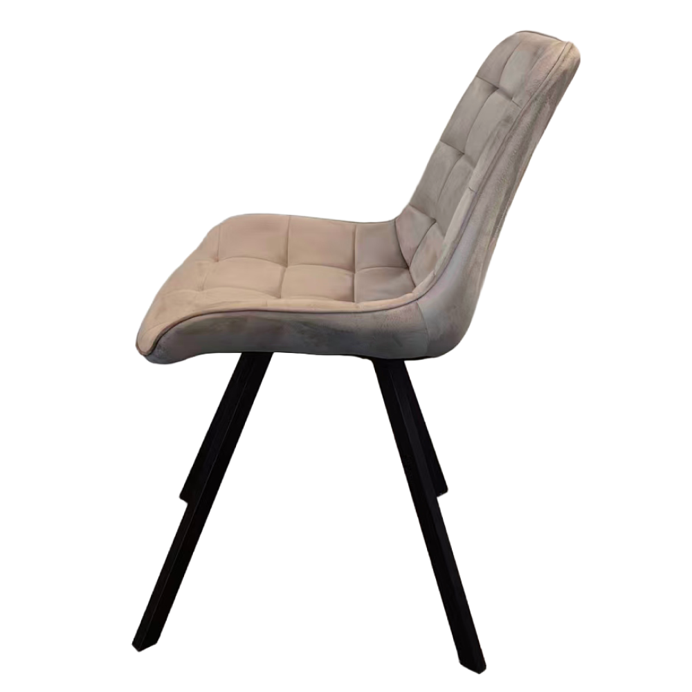 Scaun de luat masa ALASSIO, țesătură Velvet gri-maro Taupe/negru, 55x61x87 cm Kondela