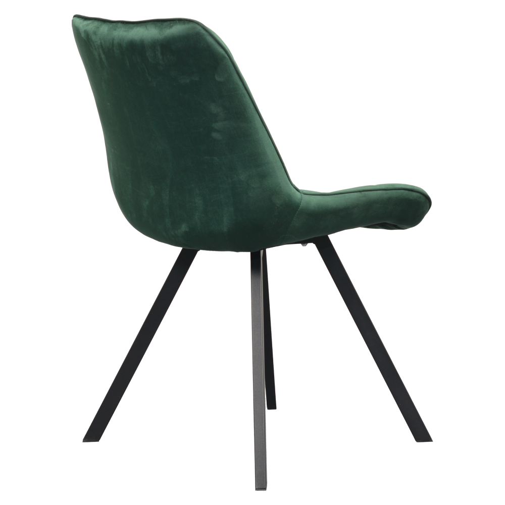Scaun de luat masa ALASSIO, țesătură Velvet verde închis/negru, 55x61x87 cm Kondela