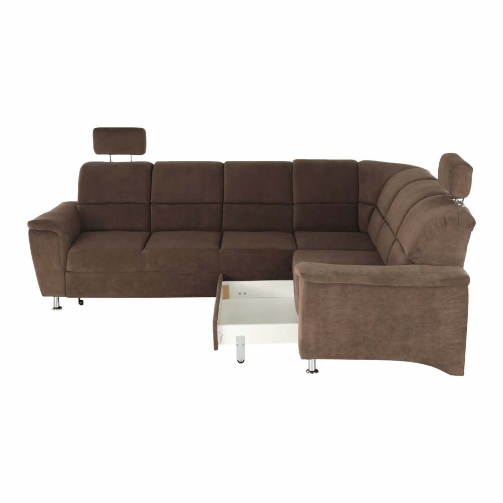 Colțar extensibil ARLES, textil maro, pe dreapta, 267x217x86 cm Kondela