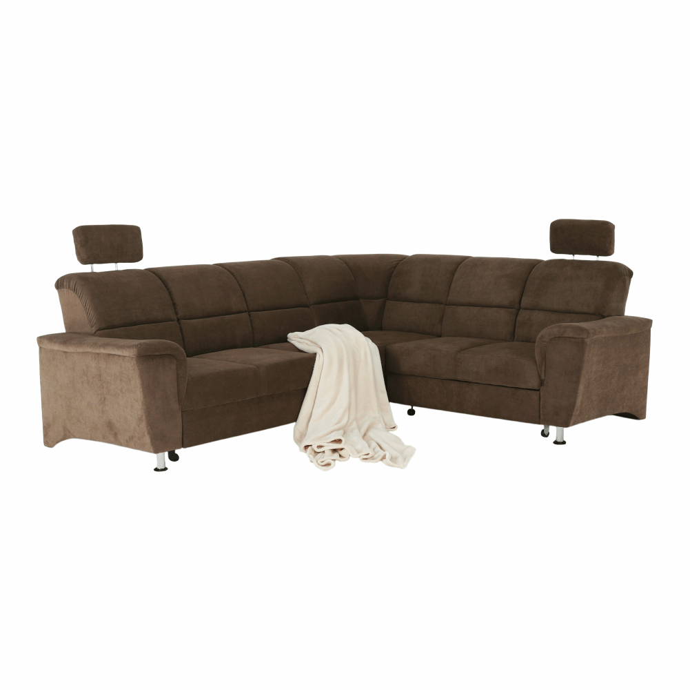 Colțar extensibil ARLES, textil maro, pe dreapta, 267x217x86 cm Kondela
