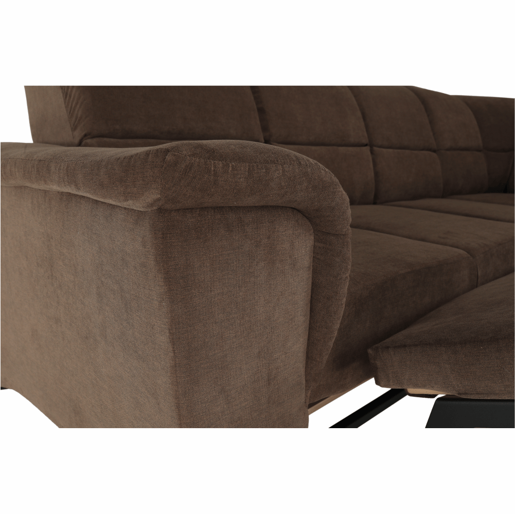 Colțar extensibil ARLES, textil maro, pe dreapta, 267x217x86 cm Kondela