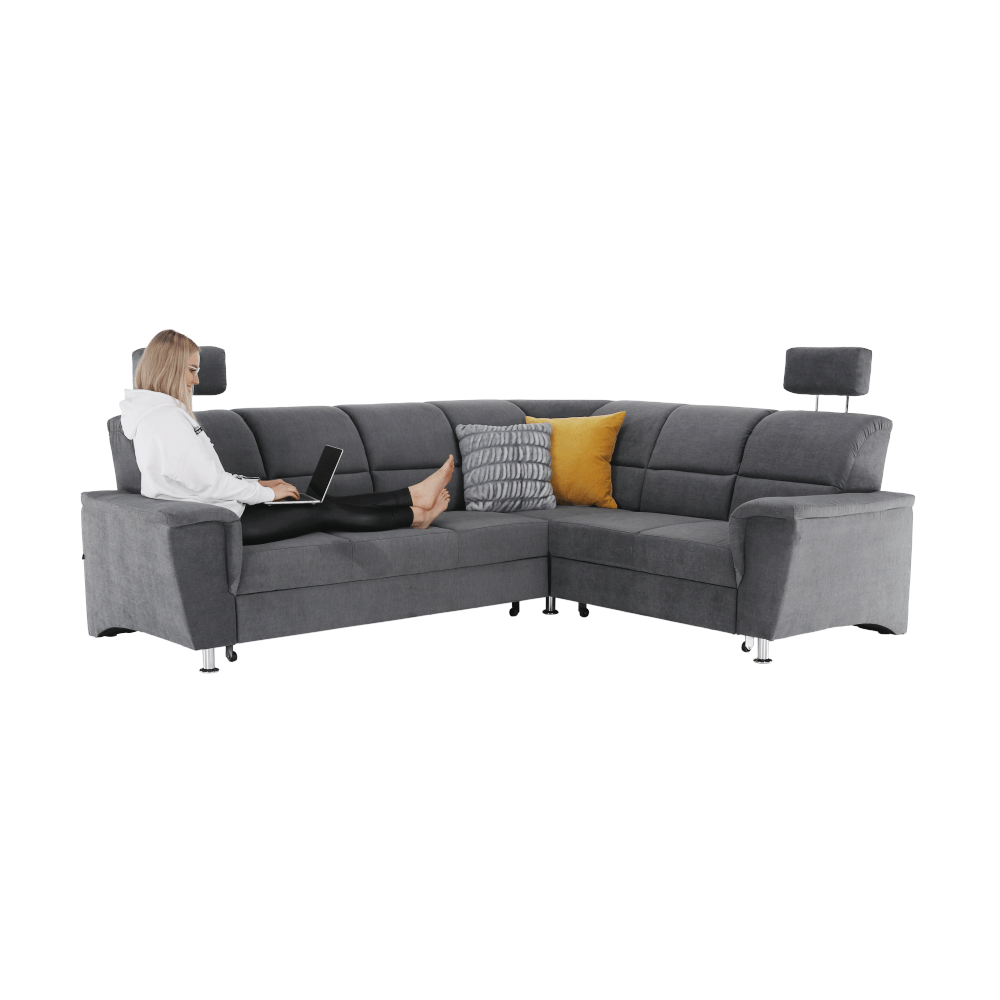 Colțar extensibil ARLES, material textil gri, pe dreapta Kondela