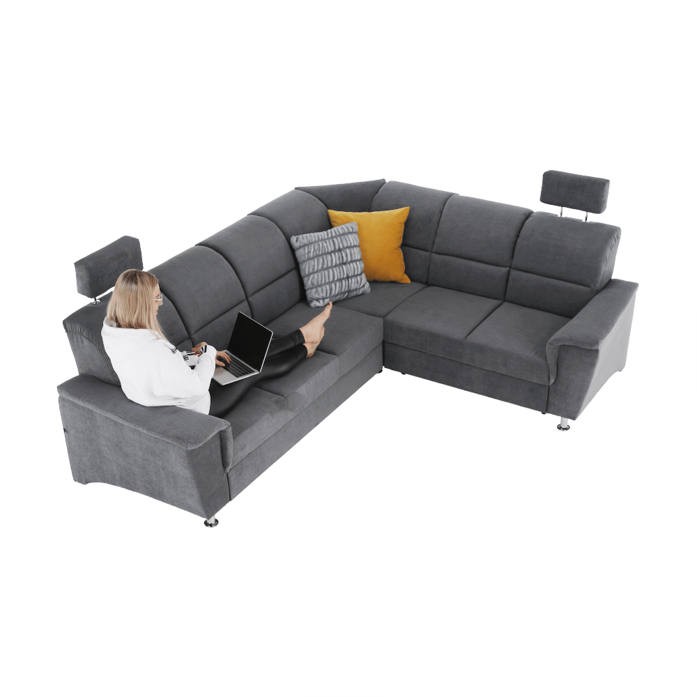 Colțar extensibil ARLES, material textil gri, pe dreapta Kondela