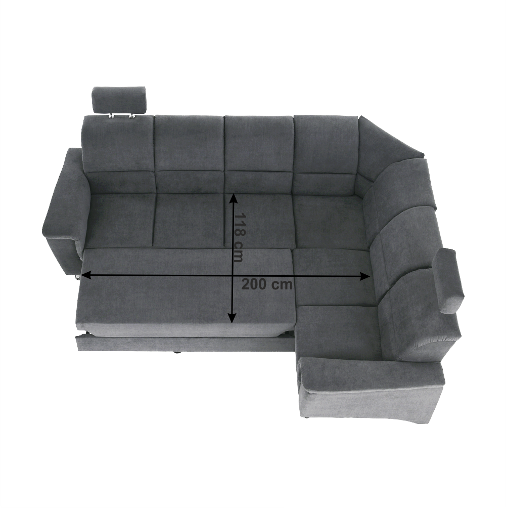 Colțar extensibil ARLES, material textil gri, pe dreapta Kondela