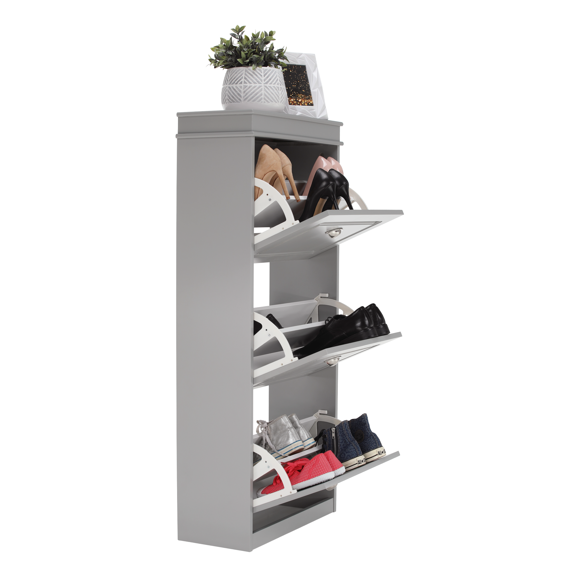 Pantofar SEBER TYP 2, 3 uși, gri, 53,5 cm Kondela