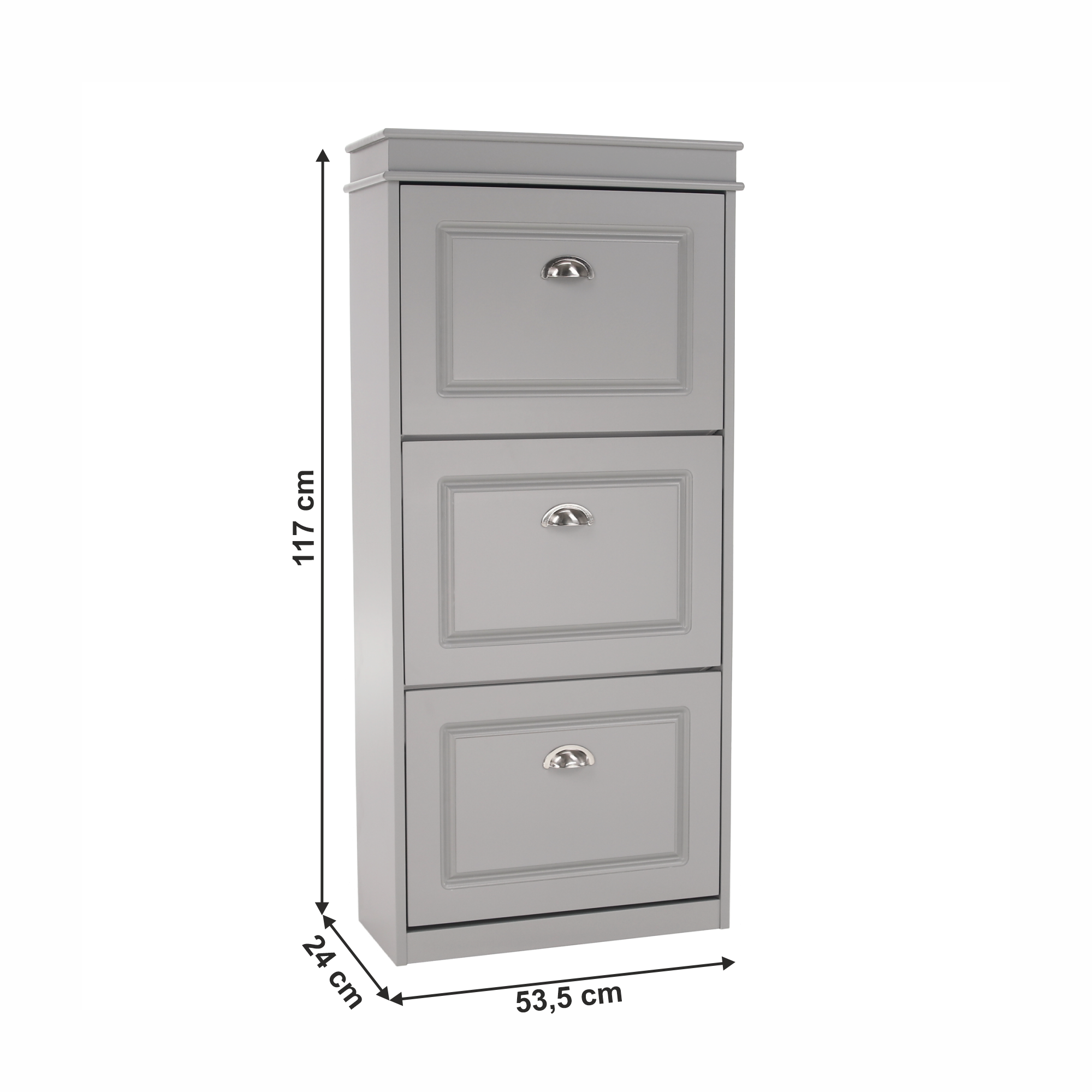 Pantofar SEBER TYP 2, 3 uși, gri, 53,5 cm Kondela