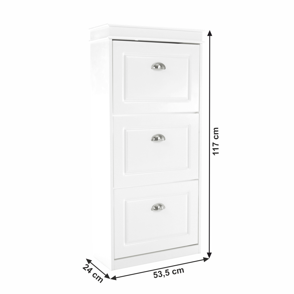 Pantofar SEBER TYP 2, 3 uși, alb, 53,5 cm Kondela