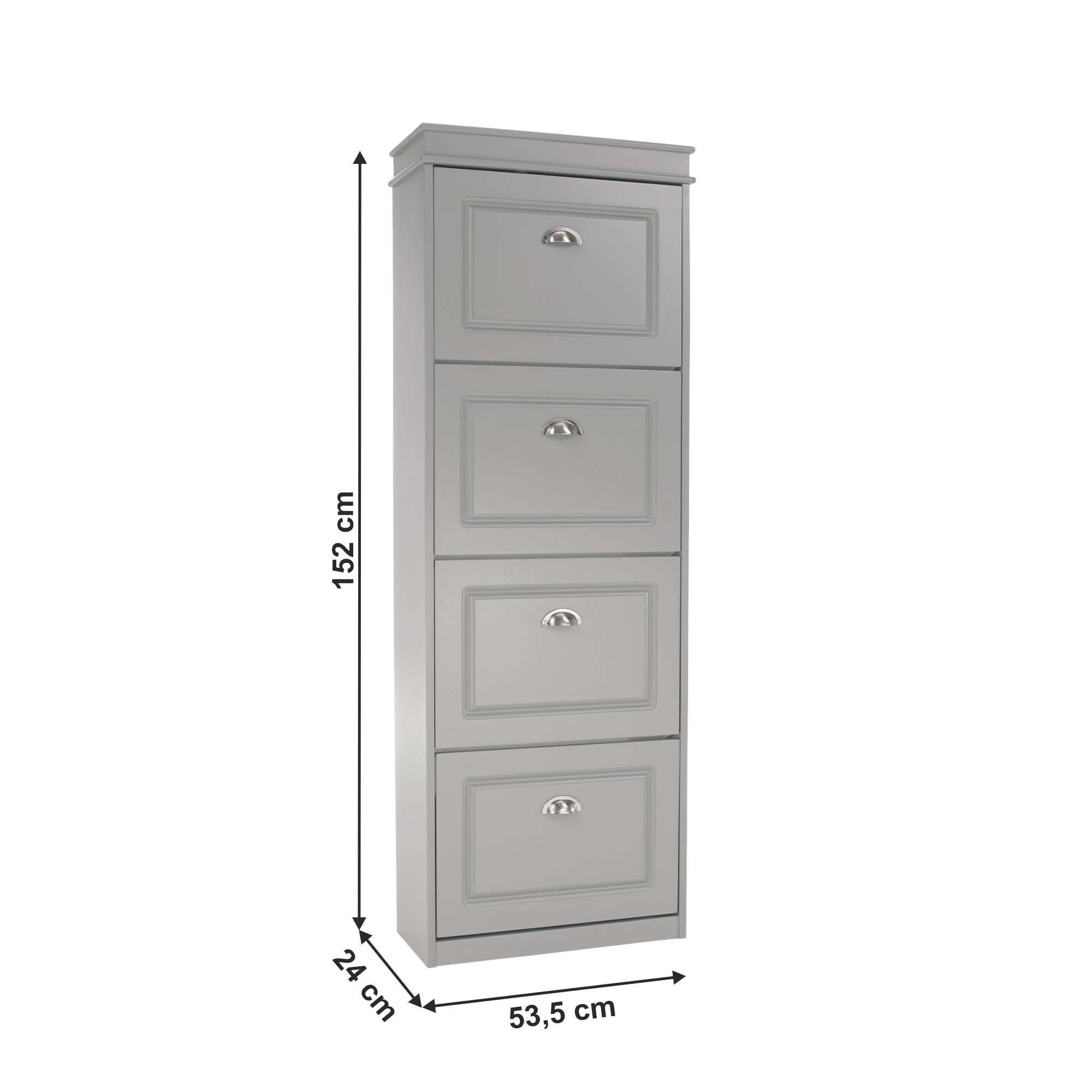 Pantofar SEBER TYP 3, 4 uși, gri, 53,5 cm Kondela