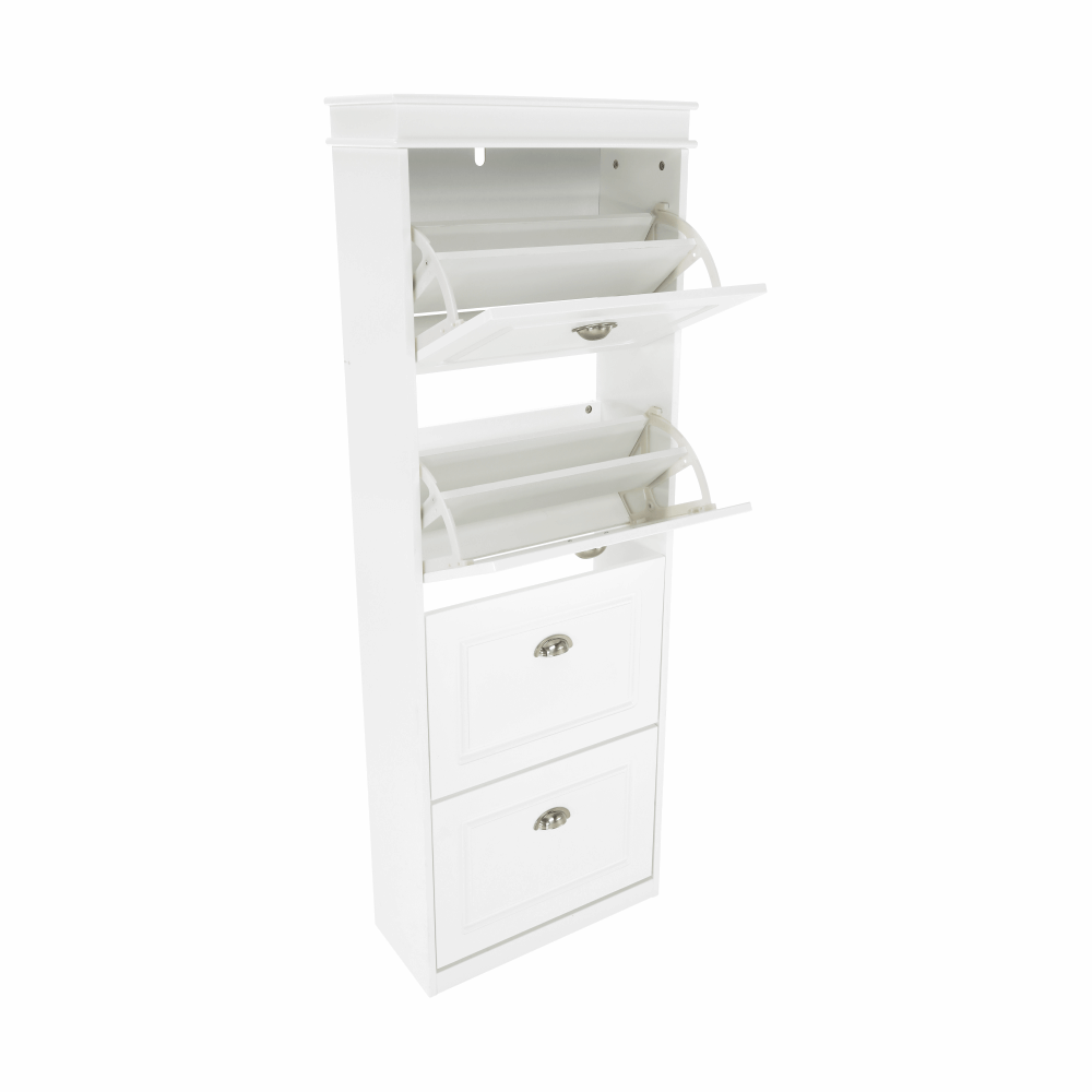 Pantofar SEBER TYP 3, 4 uși, alb, 53,5 cm Kondela