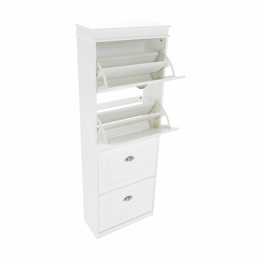 Pantofar SEBER TYP 3, 4 uși, alb, 53,5 cm Kondela