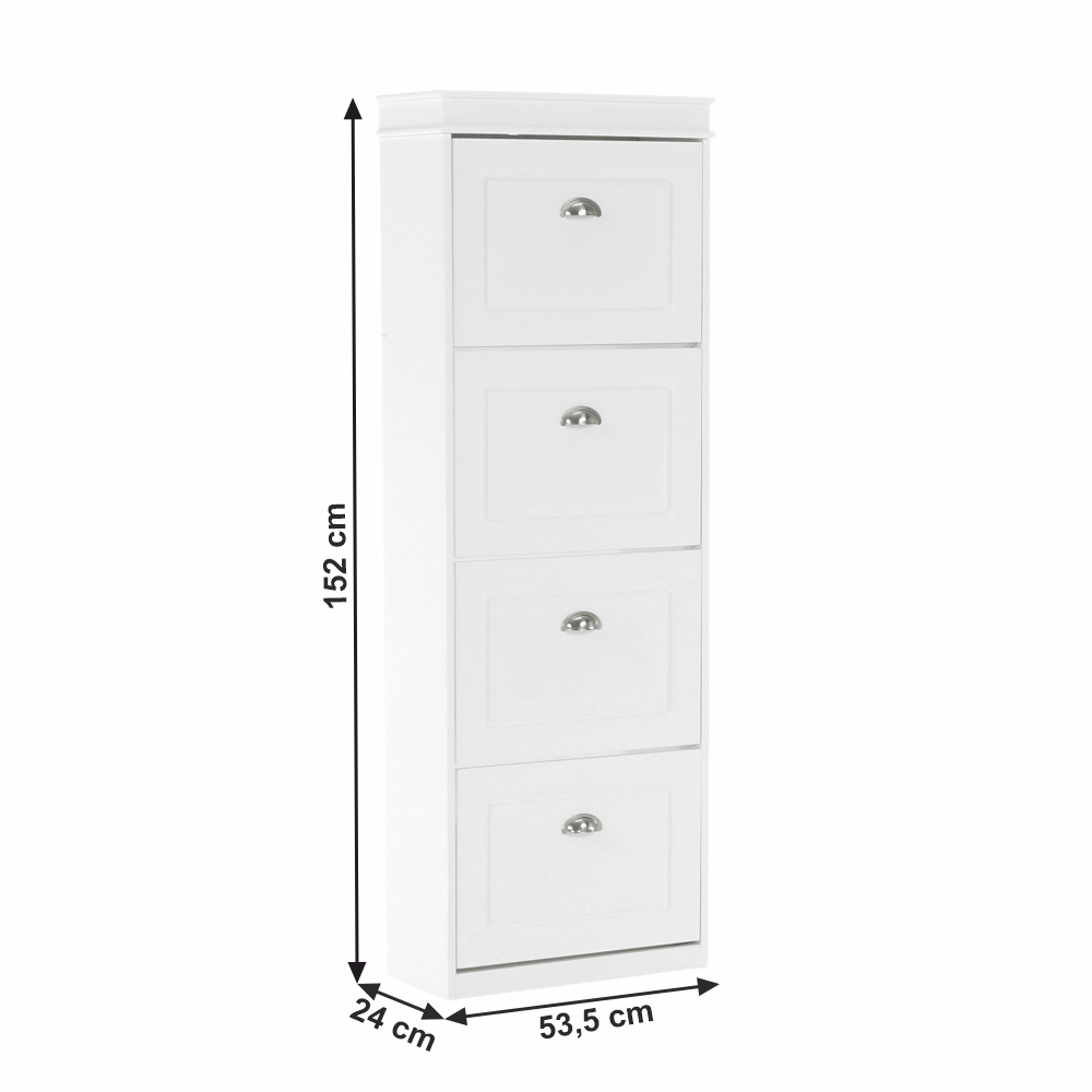 Pantofar SEBER TYP 3, 4 uși, alb, 53,5 cm Kondela