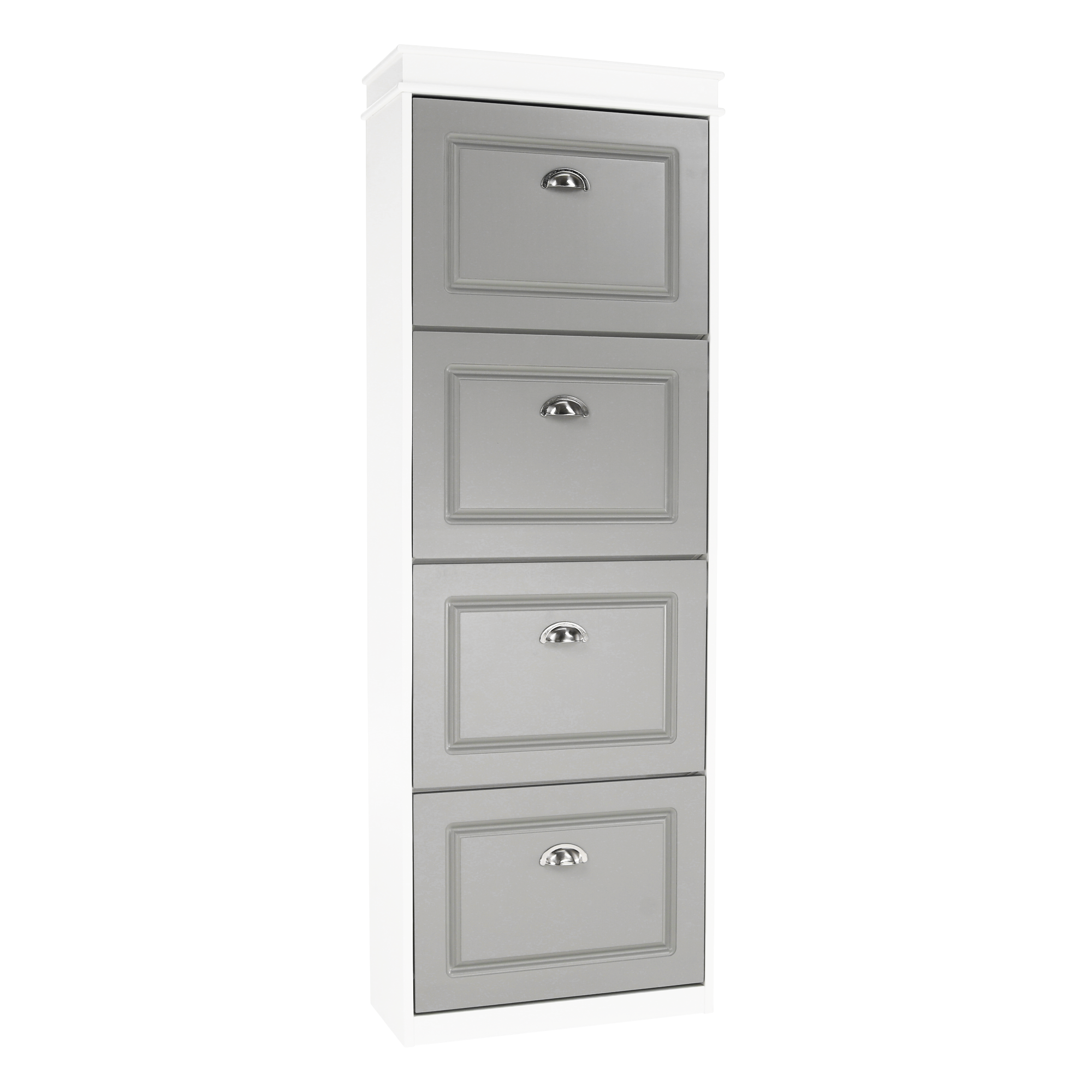 Pantofar SEBER TYP 3, 4 uși, alb/gri, 53,5 cm Kondela