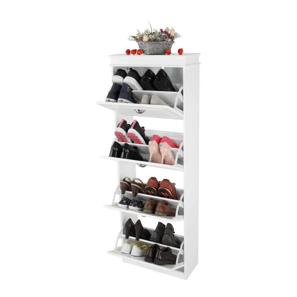 Pantofar SEBER TYP 3, 4 uși, alb, 53,5 cm Kondela