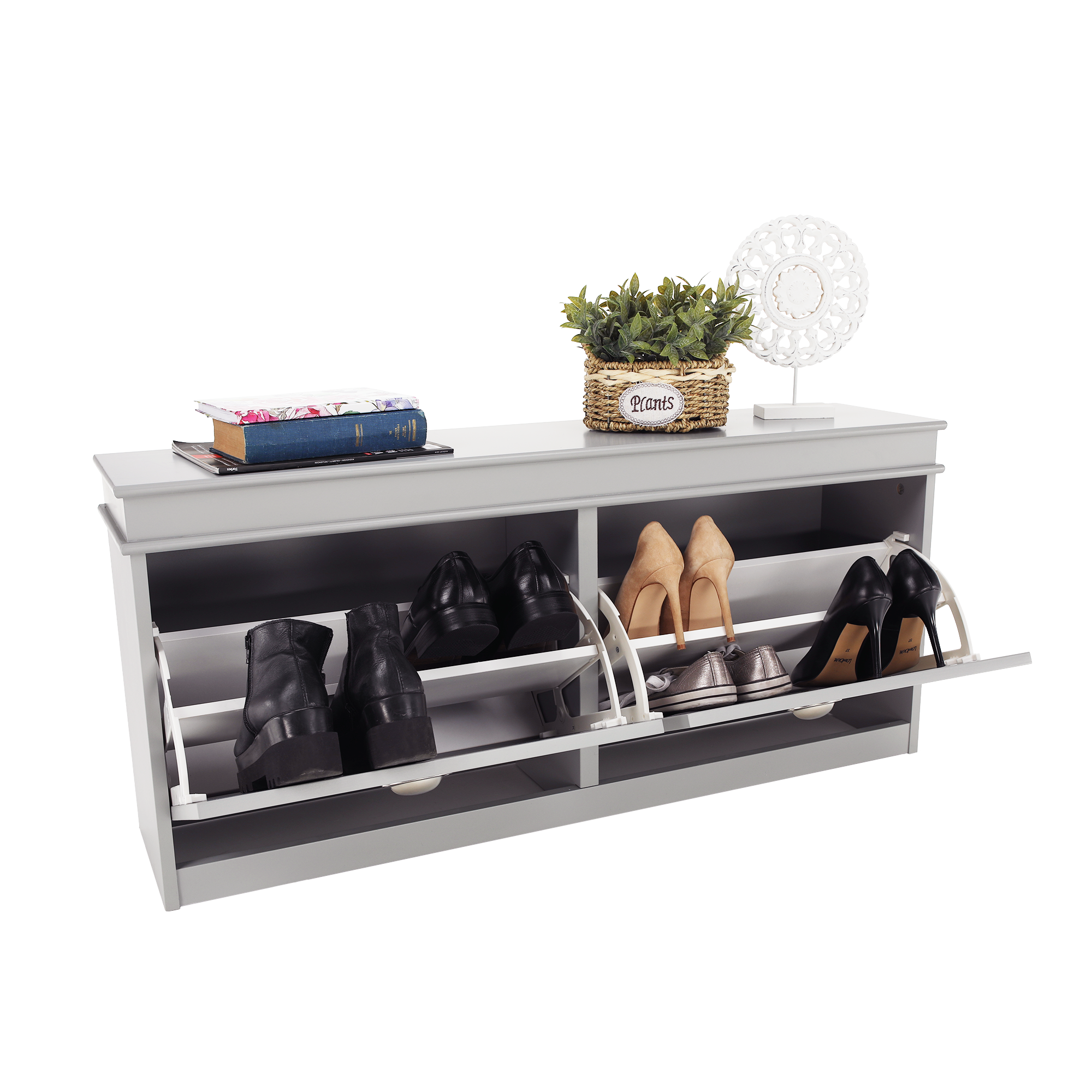 Pantofar SEBER TYP 4, 2 uși, gri, 104 cm Kondela