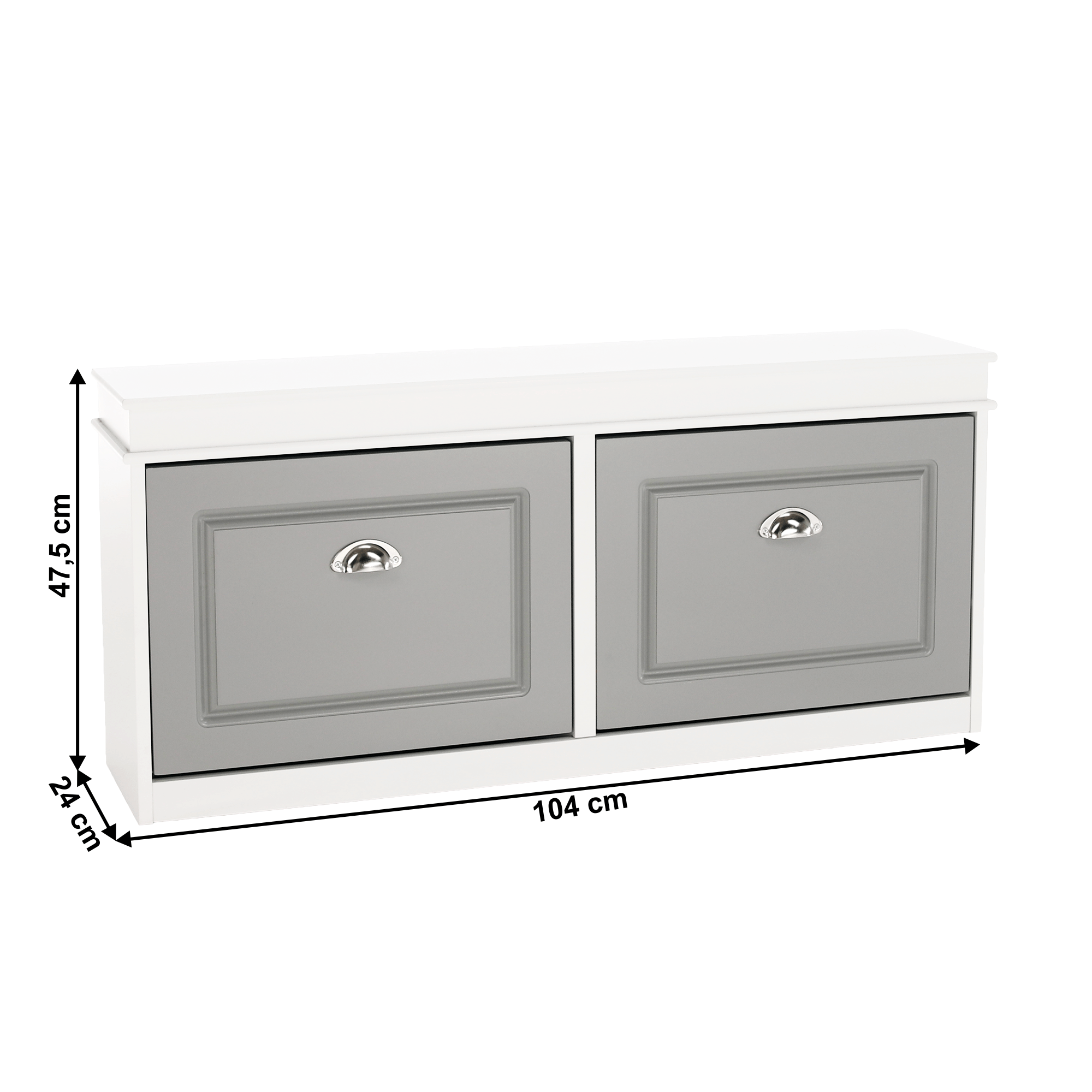 Pantofar SEBER TYP 4, 2 uși, alb/gri, 104 cm Kondela