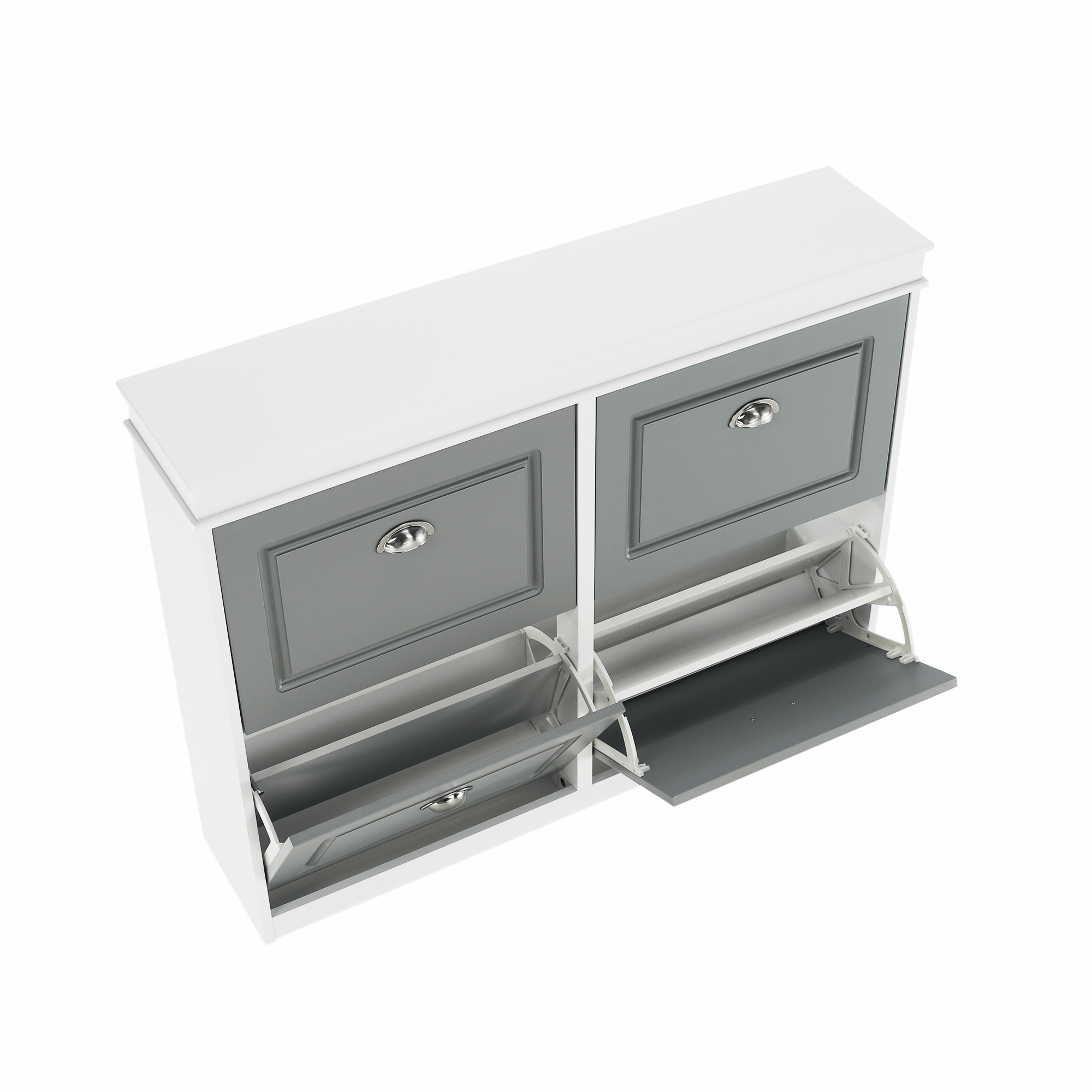 Pantofar SEBER TYP 5, 2 uși, gri/alb, 105 cm Kondela
