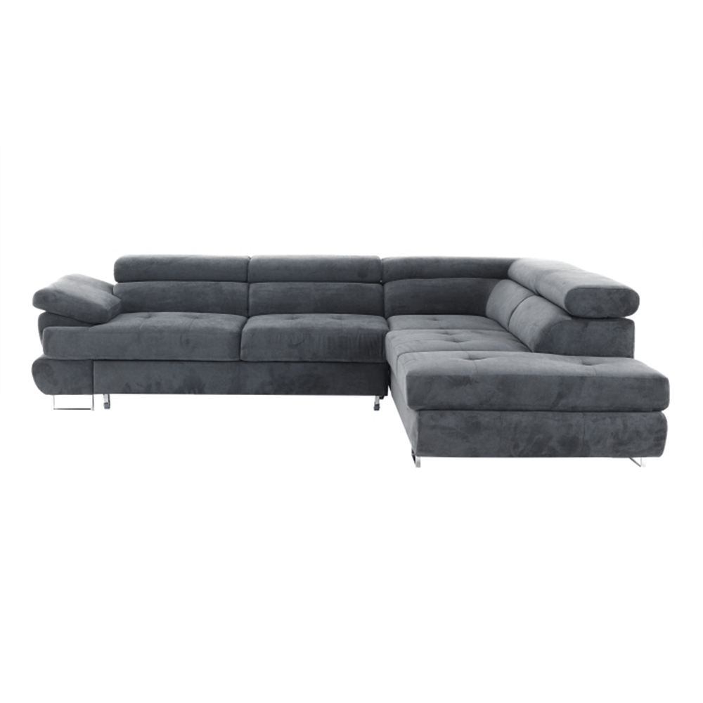 Set canapea COMO, gri, material textil, pe dreapta, 275x225x71 cm Kondela