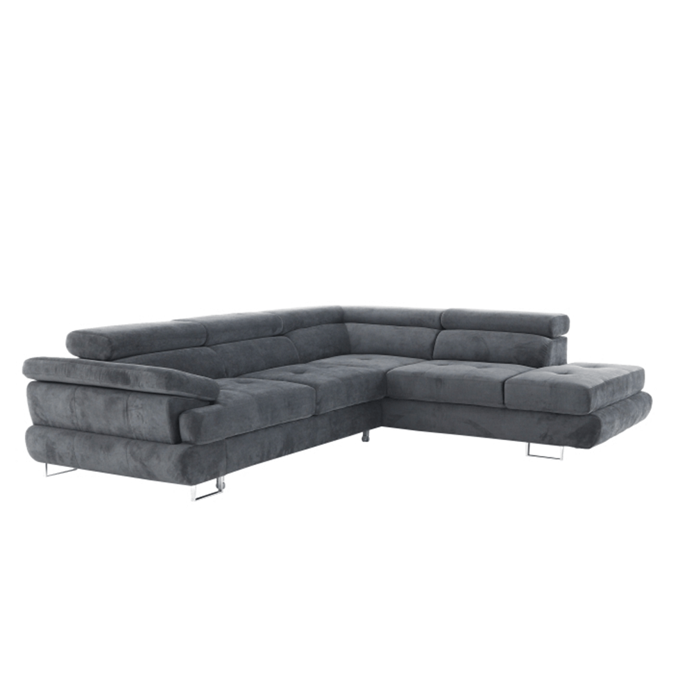 Set canapea COMO, gri, material textil, pe dreapta, 275x225x71 cm Kondela