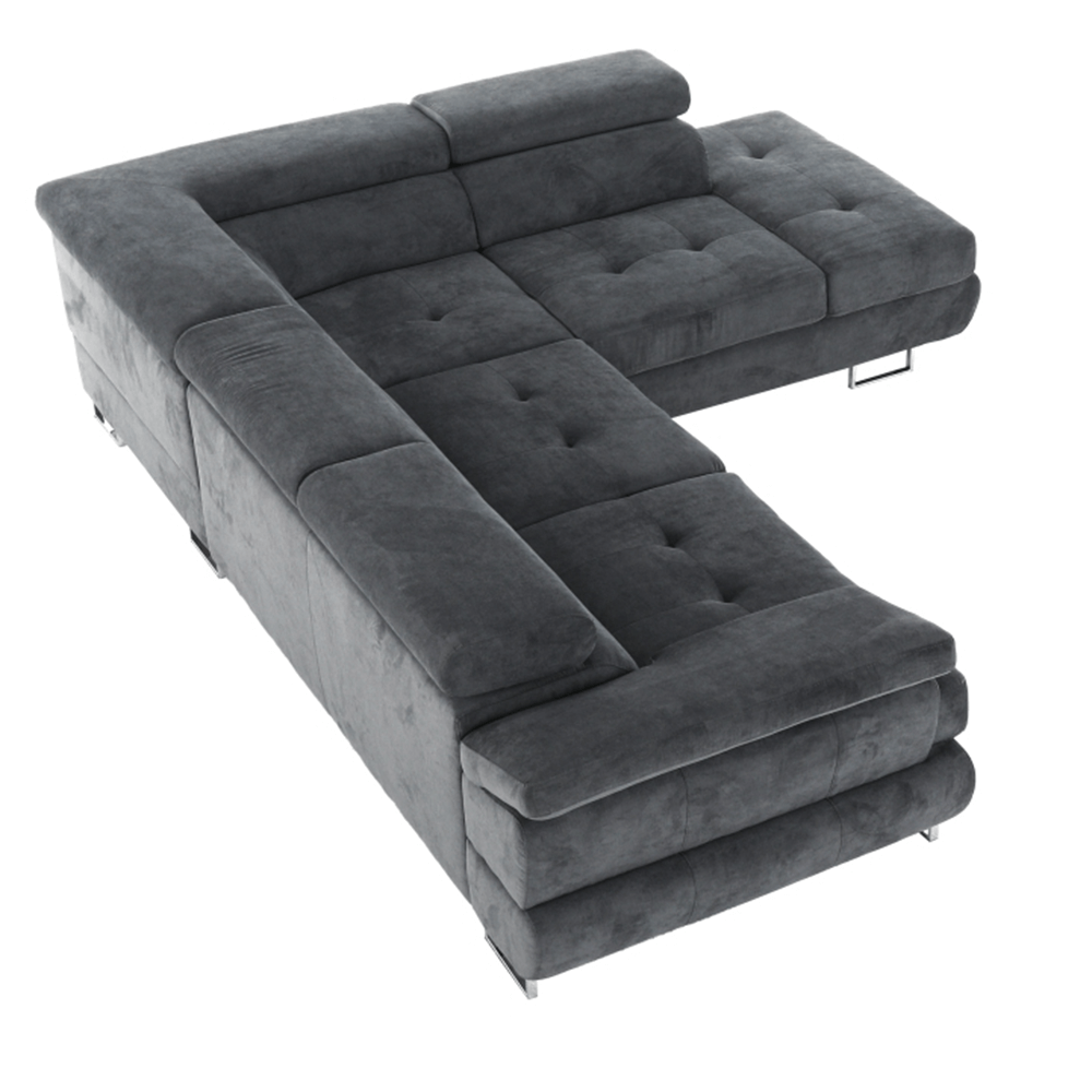 Set canapea COMO, gri, material textil, pe dreapta, 275x225x71 cm Kondela