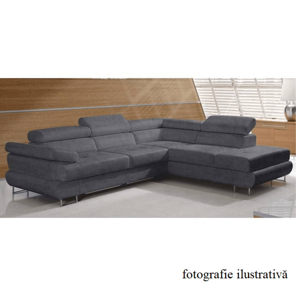Set canapea COMO, gri, material textil, pe dreapta, 275x225x71 cm Kondela