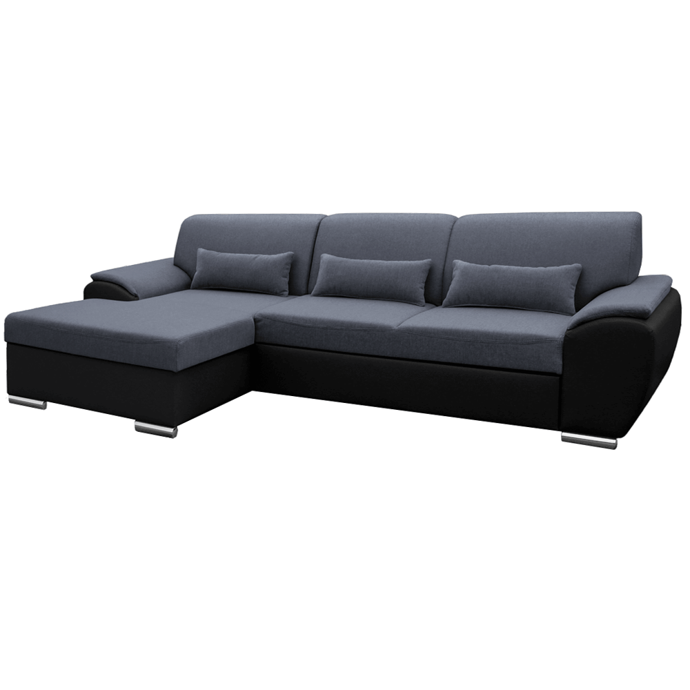 Colțar extensibil EVORA, negru/gri închis, pe stânga, 280x174x83 cm Kondela