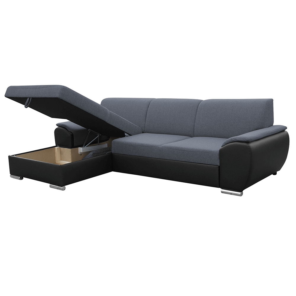 Colțar extensibil EVORA, negru/gri închis, pe stânga, 280x174x83 cm Kondela