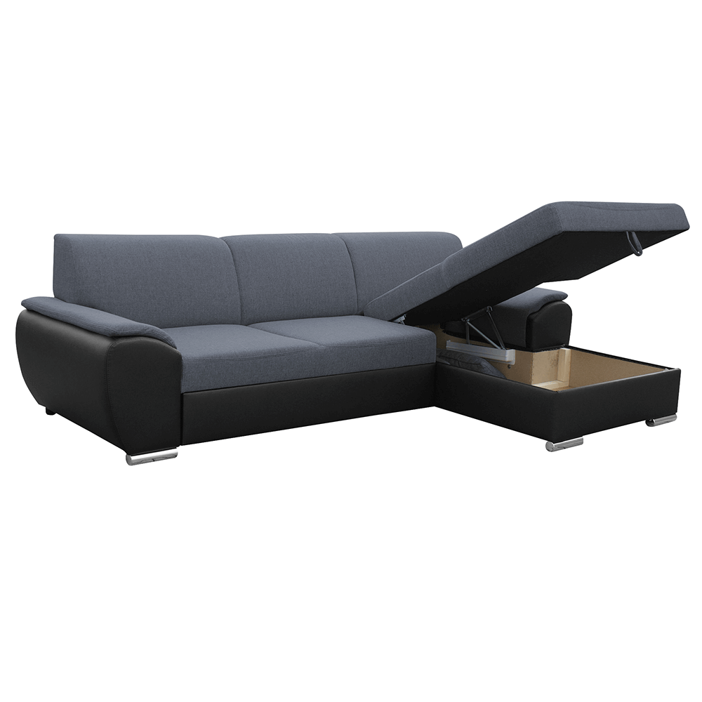 Colțar extensibil EVORA, negru/gri închis, pe dreapta, 280x174x83 cm Kondela