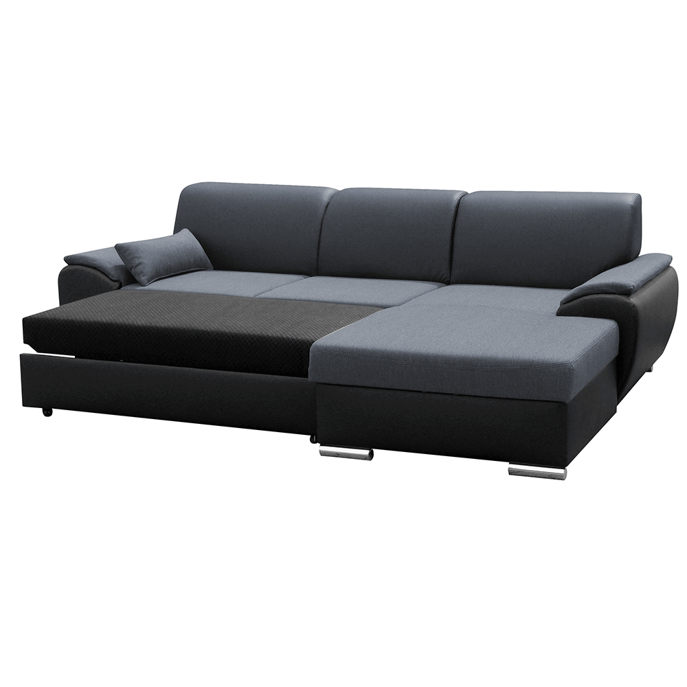 Colțar extensibil EVORA, negru/gri închis, pe dreapta, 280x174x83 cm Kondela