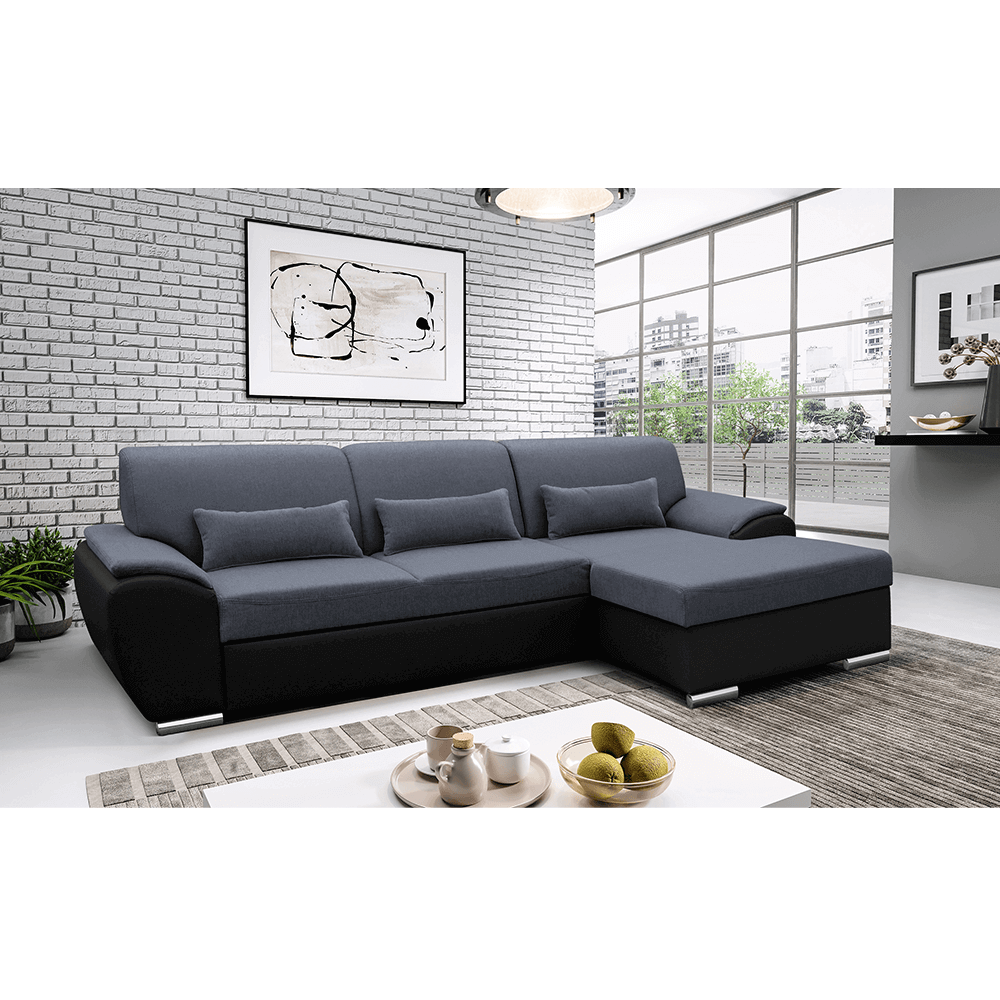 Colțar extensibil EVORA, negru/gri închis, pe dreapta, 280x174x83 cm Kondela