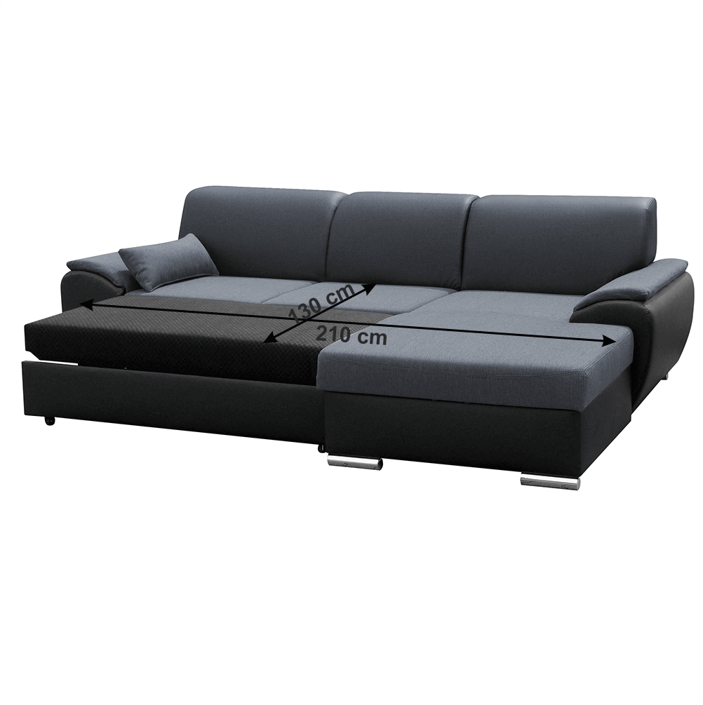 Colțar extensibil EVORA, negru/gri închis, pe dreapta, 280x174x83 cm Kondela
