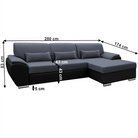 Colțar extensibil EVORA, negru/gri închis, pe dreapta, 280x174x83 cm Kondela