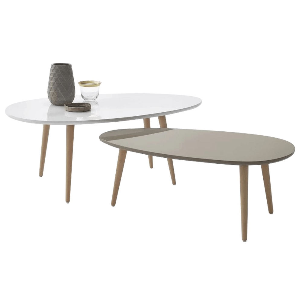 Set 2 măsuțe de cafea, alb/gri Kondela