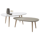 Set 2 măsuţe de cafea, alb/gri, DOBLO Kondela
