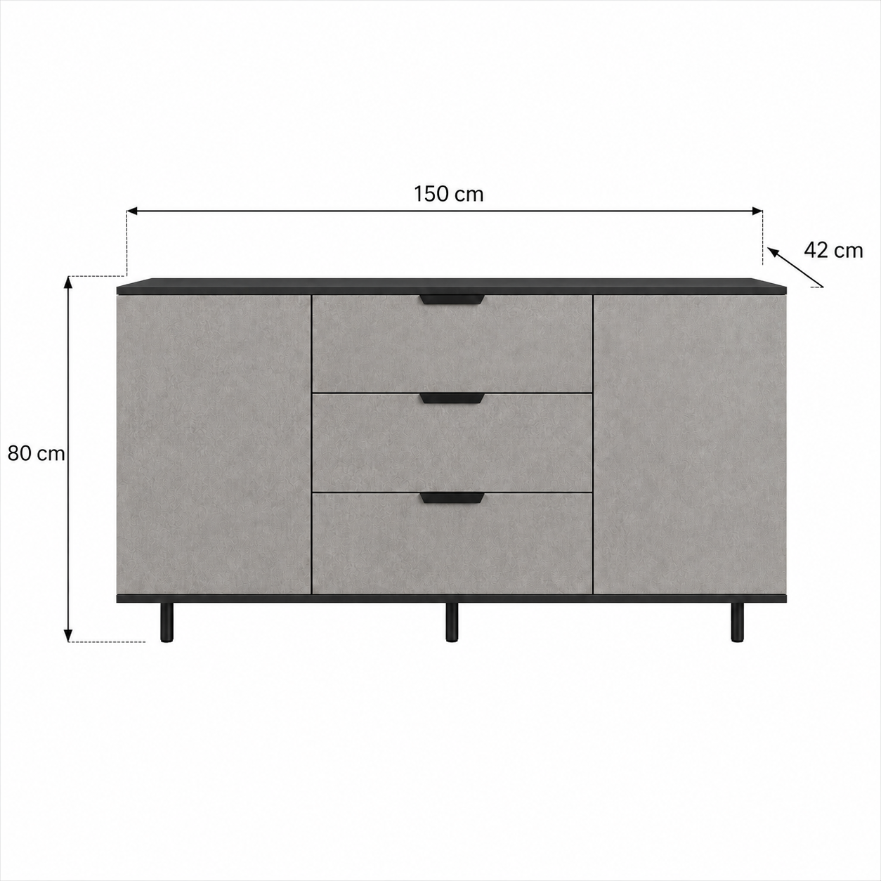 Set dormitor MARATEA: comodă și 2 noptiere, fronturi MDF aspect piatră, antracit Arboteca