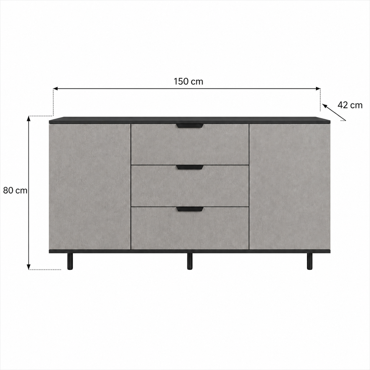 Set dormitor MARATEA: comodă și 2 noptiere, fronturi MDF aspect piatră, antracit Arboteca