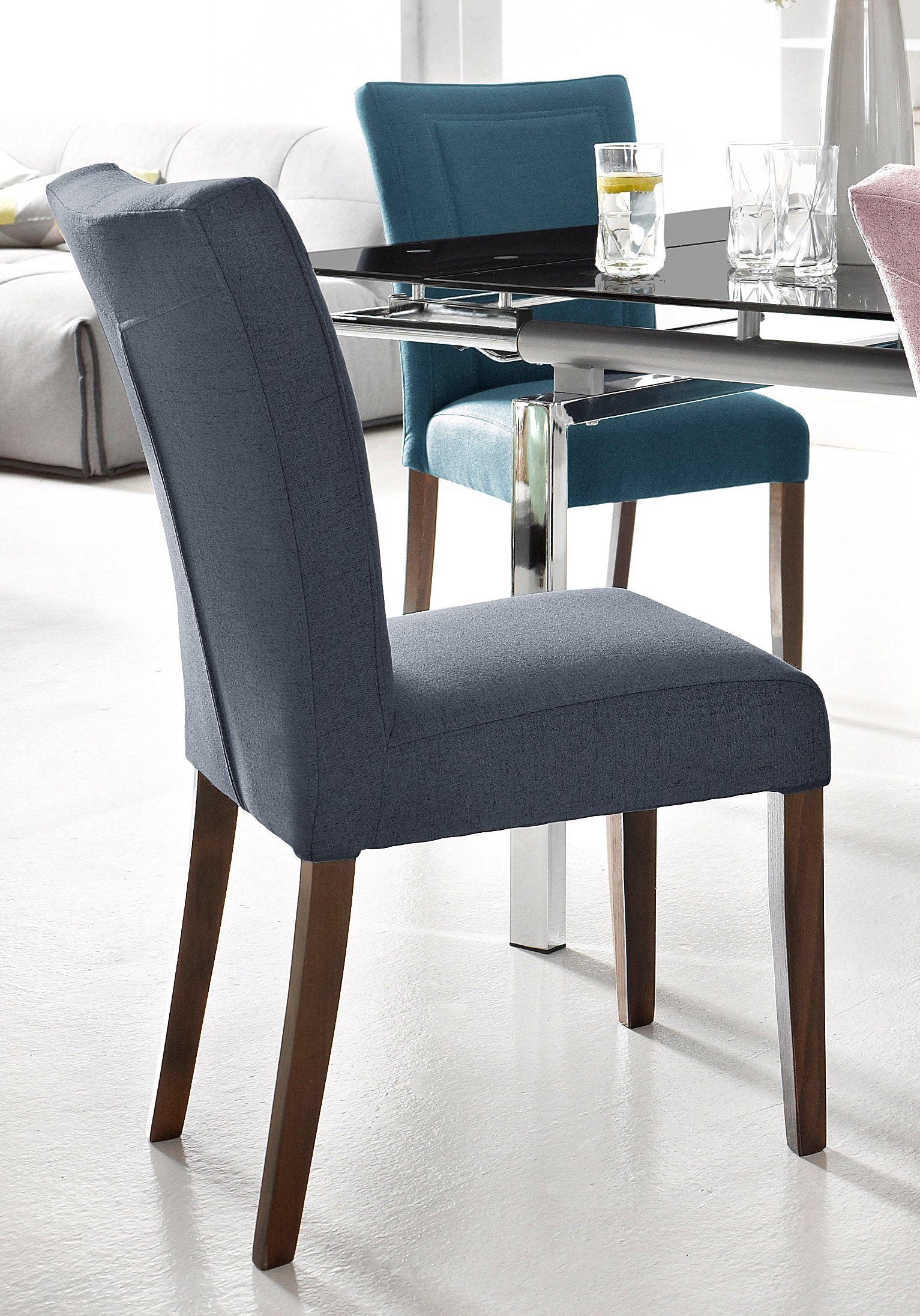 Set de patru scaune tapitate Zena, Albastru Arboteca